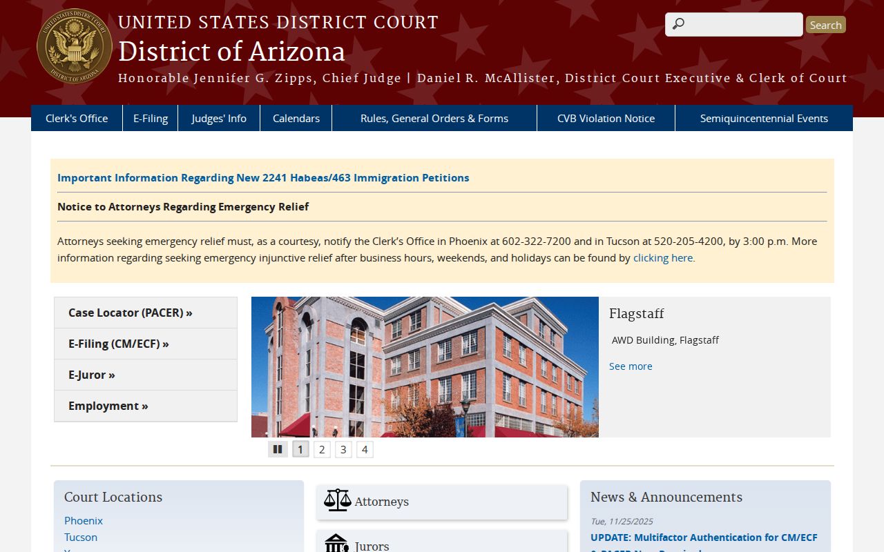 Bisbee court docket boundary with the U.S. District Court for Arizona
