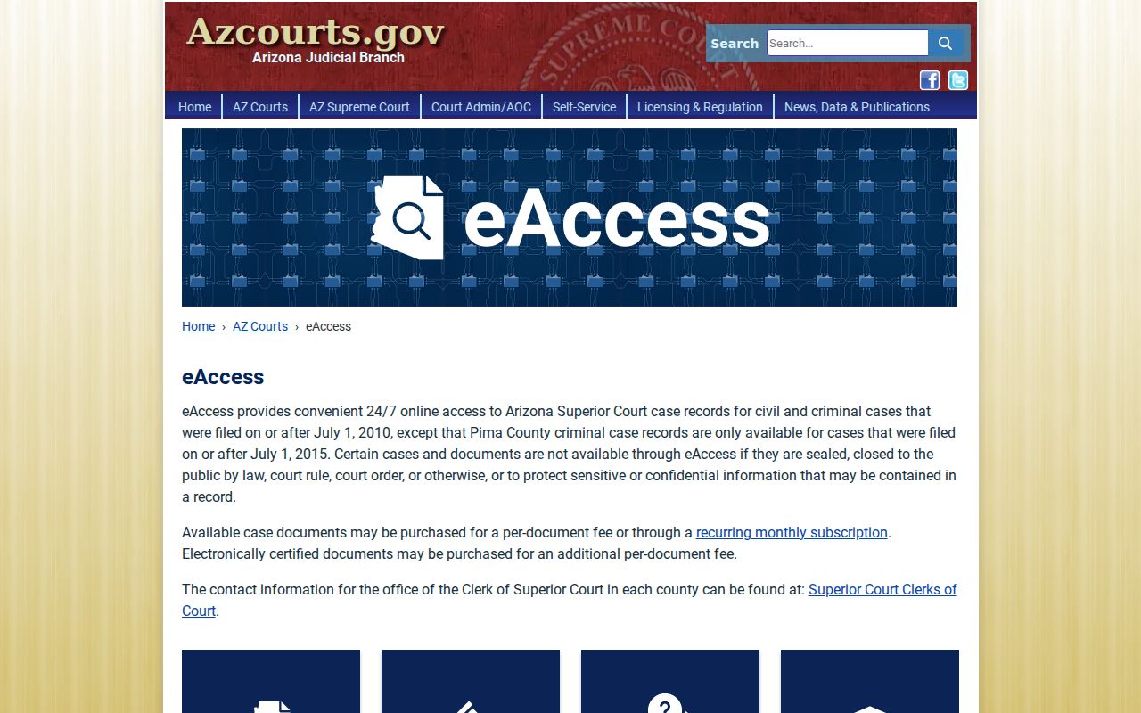 Cochise County case lookup eAccess document service