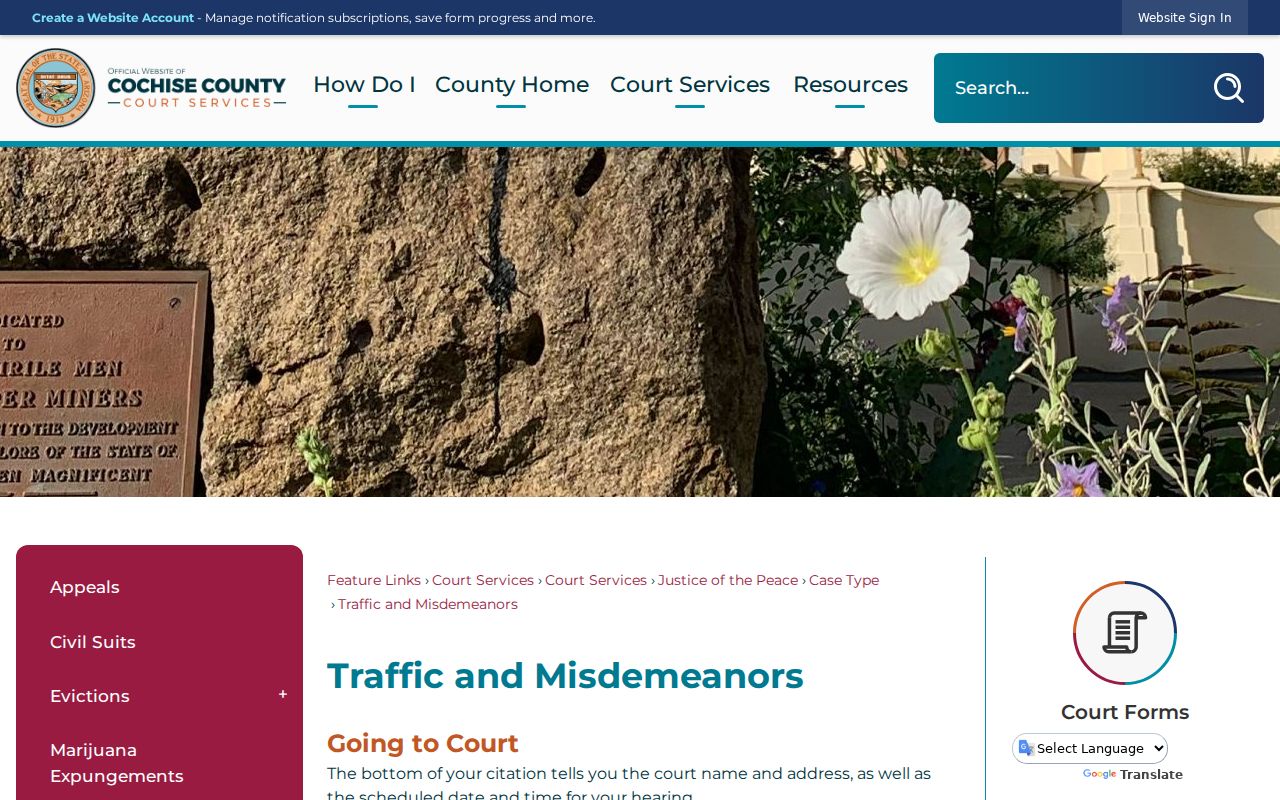 Cochise County traffic court records and misdemeanor guidance